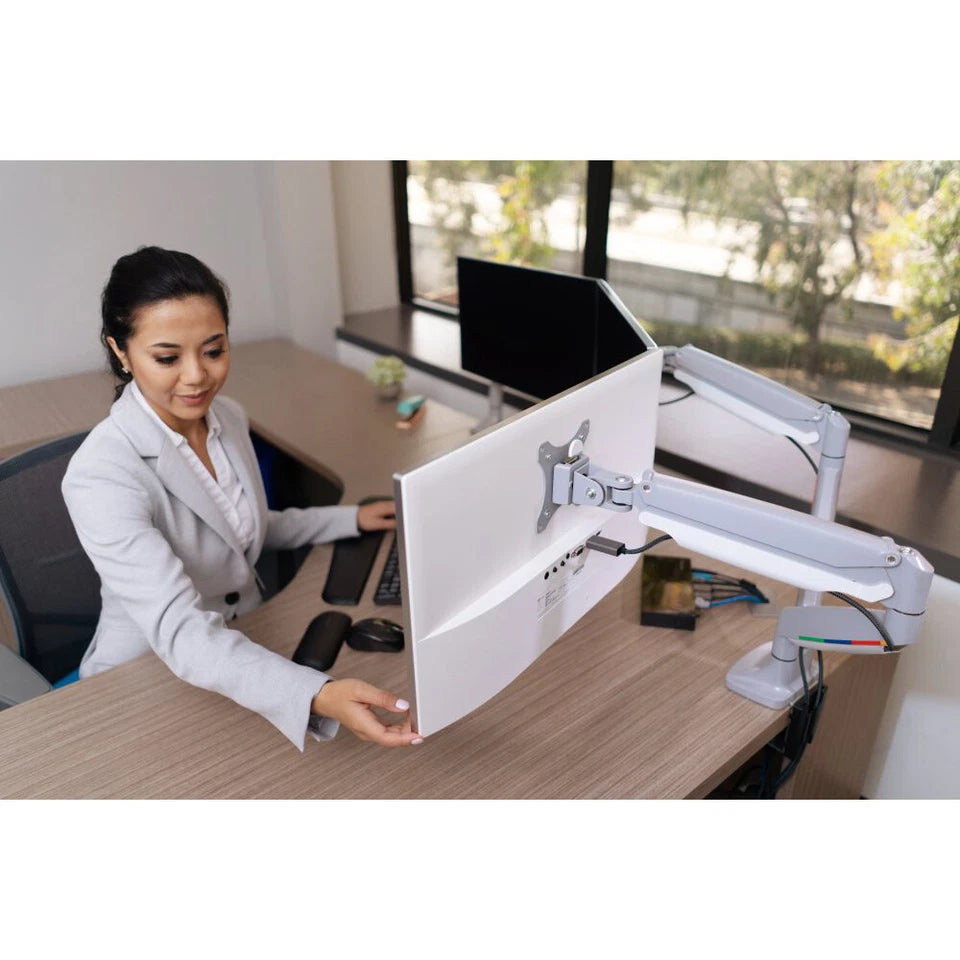 Kensington SmartFit One Touch Adjust | Dual Arm Mount For 13"-32" Monitor Grey |