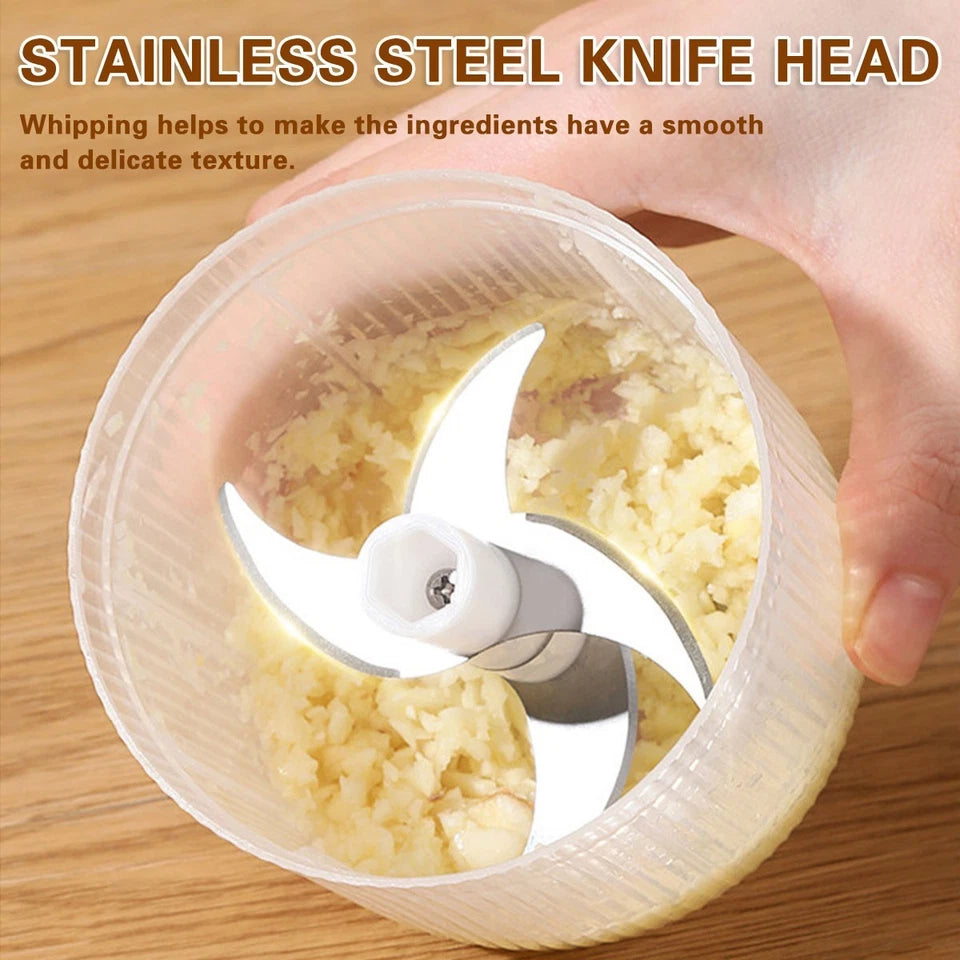 Electric Garlic Chopper | Crusher Food Vegetable Mincer Grinder Blender | HIGH POWER | Blue
