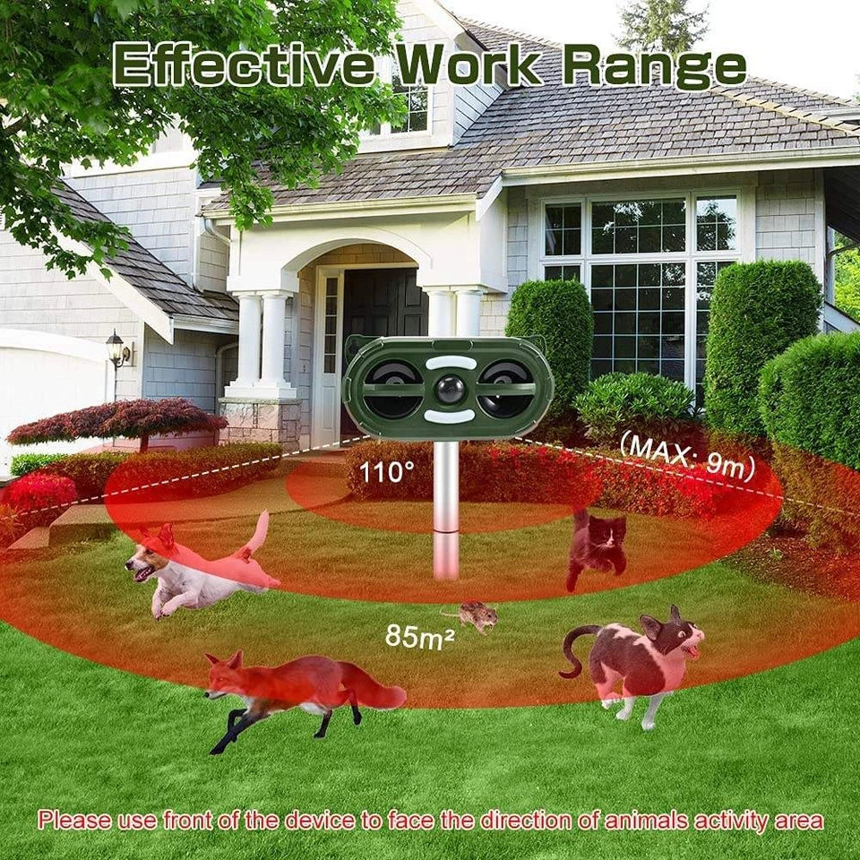 Outdoor Solar Ultrasonic Pest Repeller - Motion Sensor Bird Rat Possum Repellent