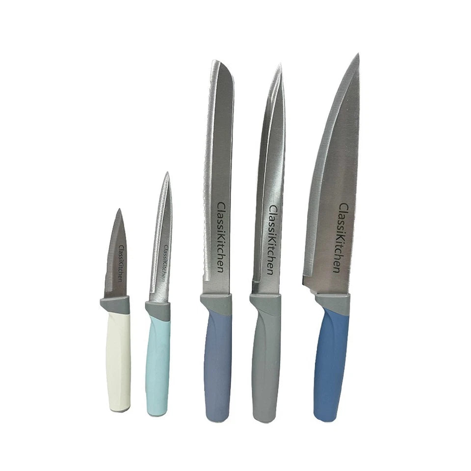 Kitchen Knife Set with MDF Block 6PC | Chef, Utility & Bread Knives