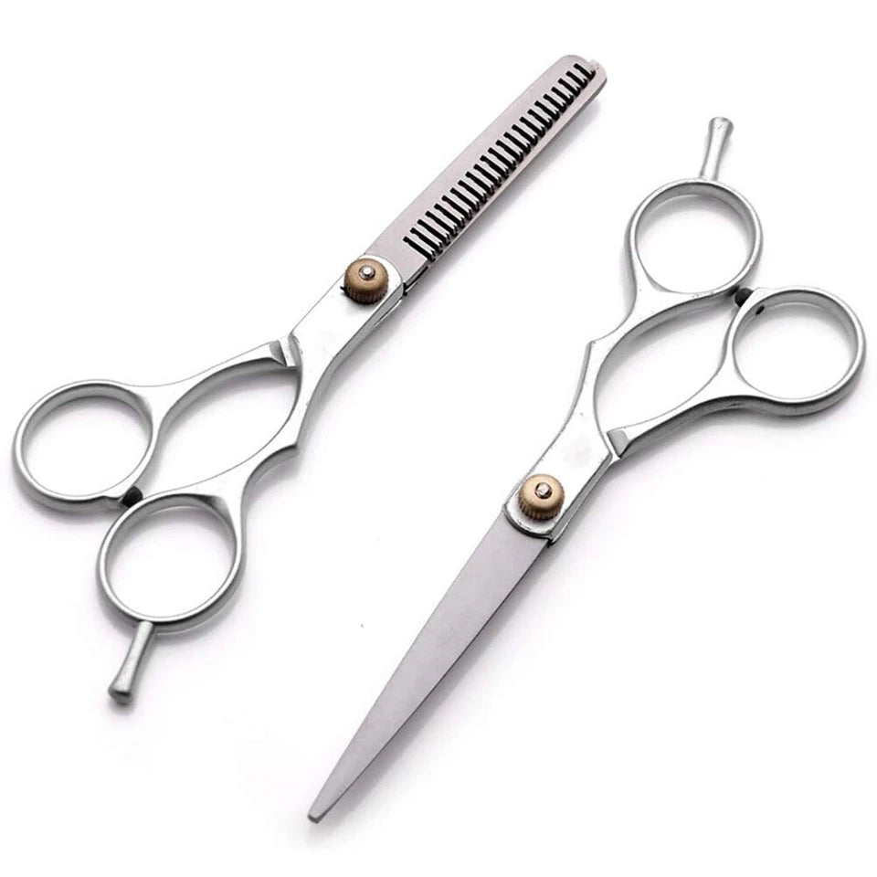 6" Salon Hairdressing Barber Scissors | Set Hair Cutting Thinning Shears Tool Kit | High Quality Stainless Steel | Ergonomical Design