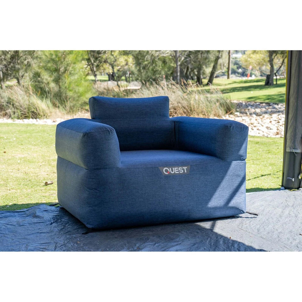 Quest Outdoors Sofa | 100x80cm Blue Air Inflatable Sofa | Camping/Picnic Furniture | Camp Gear