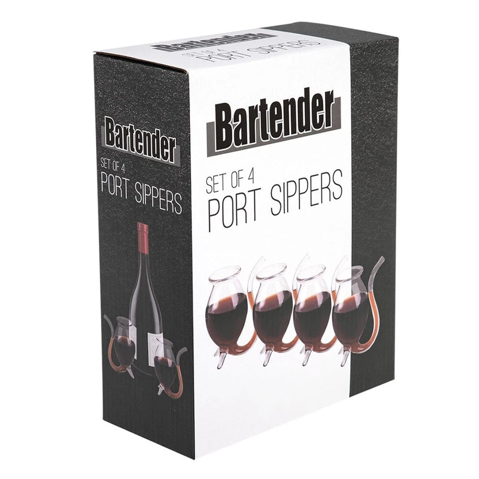 Bartender 75ml | Hand Blown Glass Port Sippers | Bulb-Shape Glassware Clear 4pc | Borosilicate glass