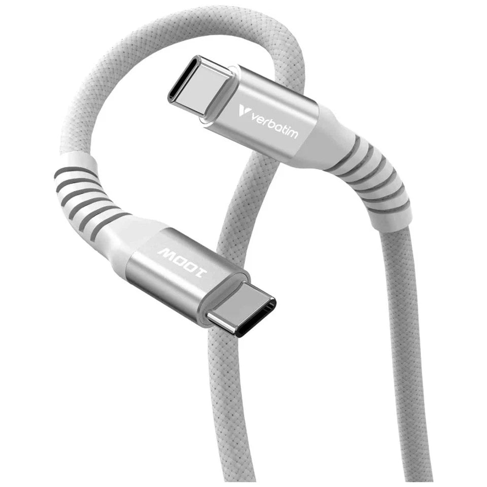 VERBATIM USB-C-to-USB-C 100W Device Charger Cable Cord 120cm Grey