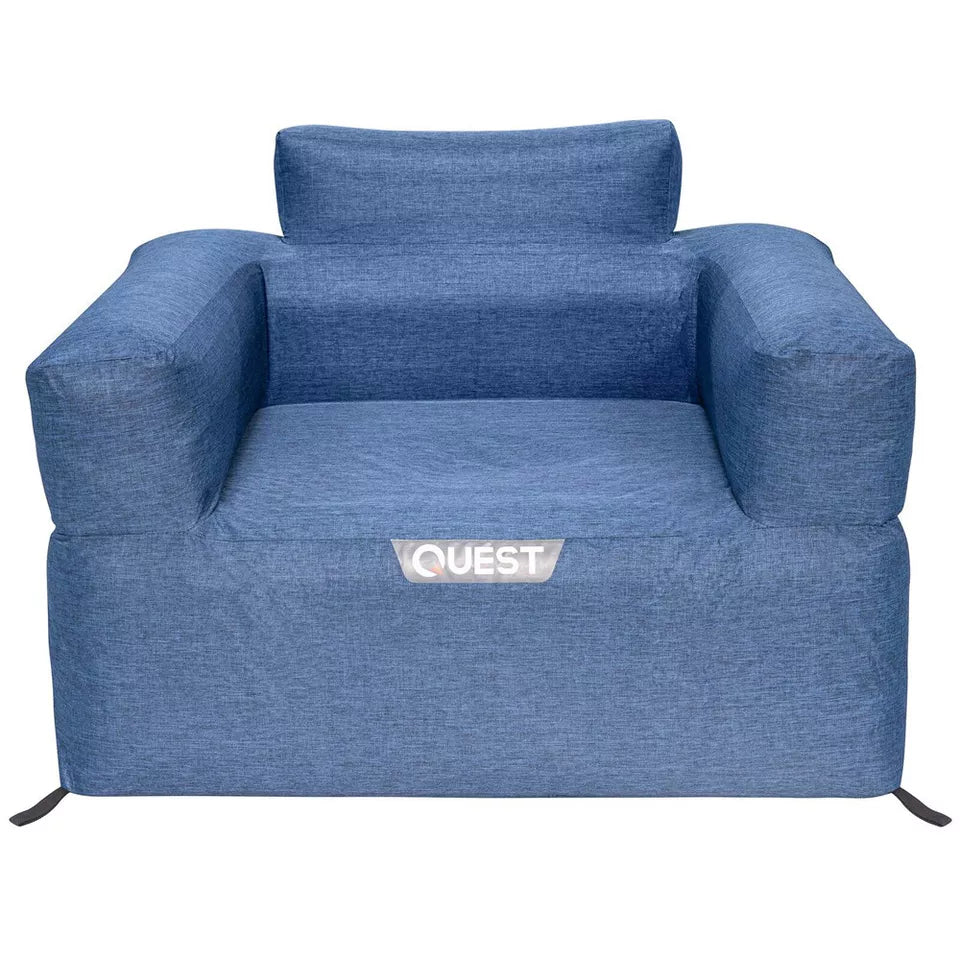 Quest Outdoors Sofa | 100x80cm Blue Air Inflatable Sofa | Camping/Picnic Furniture | Camp Gear