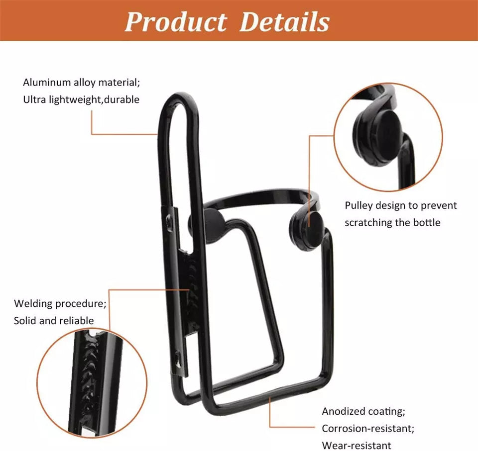 Bicycle Bottle Holder | Aluminum Drink Rack | Mountain Bike and Road Cycling | Water Bottle Cage |