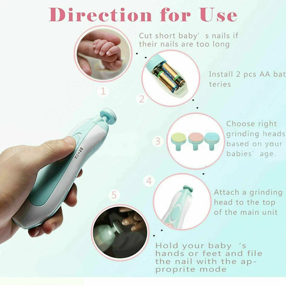Electric Baby Infant Newborn Nail Trimmer File (Pink) | Safe Grinder Clipper Tools Set | Compact and Lightweight | One Button Activation (Copy)