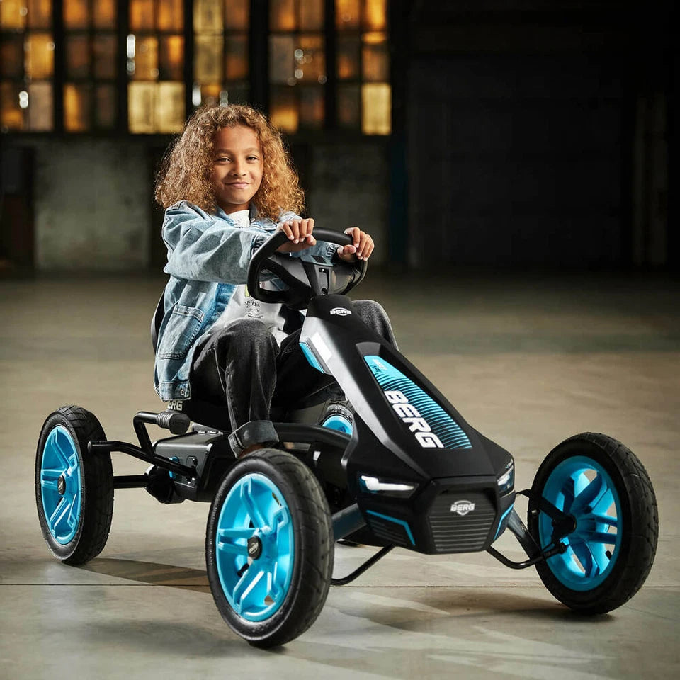 Berg APX Rally Go Kart | 124cm Kids/Children's Pedal Go Kart | Ride On Cherokee Blue 4-12y