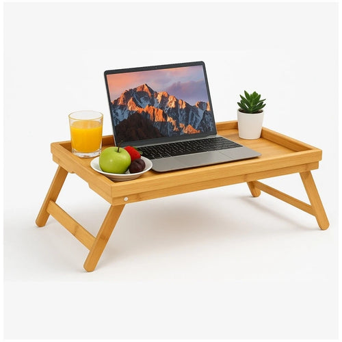 2PK Braz Bamboo Fold Up Lap Tray Bed Laptop Table 49.5x30x22.5cm