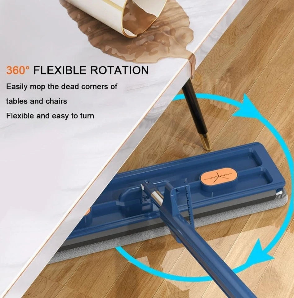 Flat Mop with Foldable Bucket Set and 5 Reusable Pads