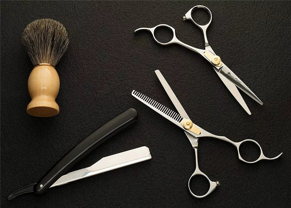 6" Salon Hairdressing Barber Scissors | Set Hair Cutting Thinning Shears Tool Kit | High Quality Stainless Steel | Ergonomical Design