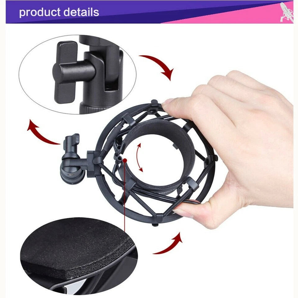 Universal Mic Suspension | Anti-Shock Mount 43-46mm | Microphone Holder Clip New