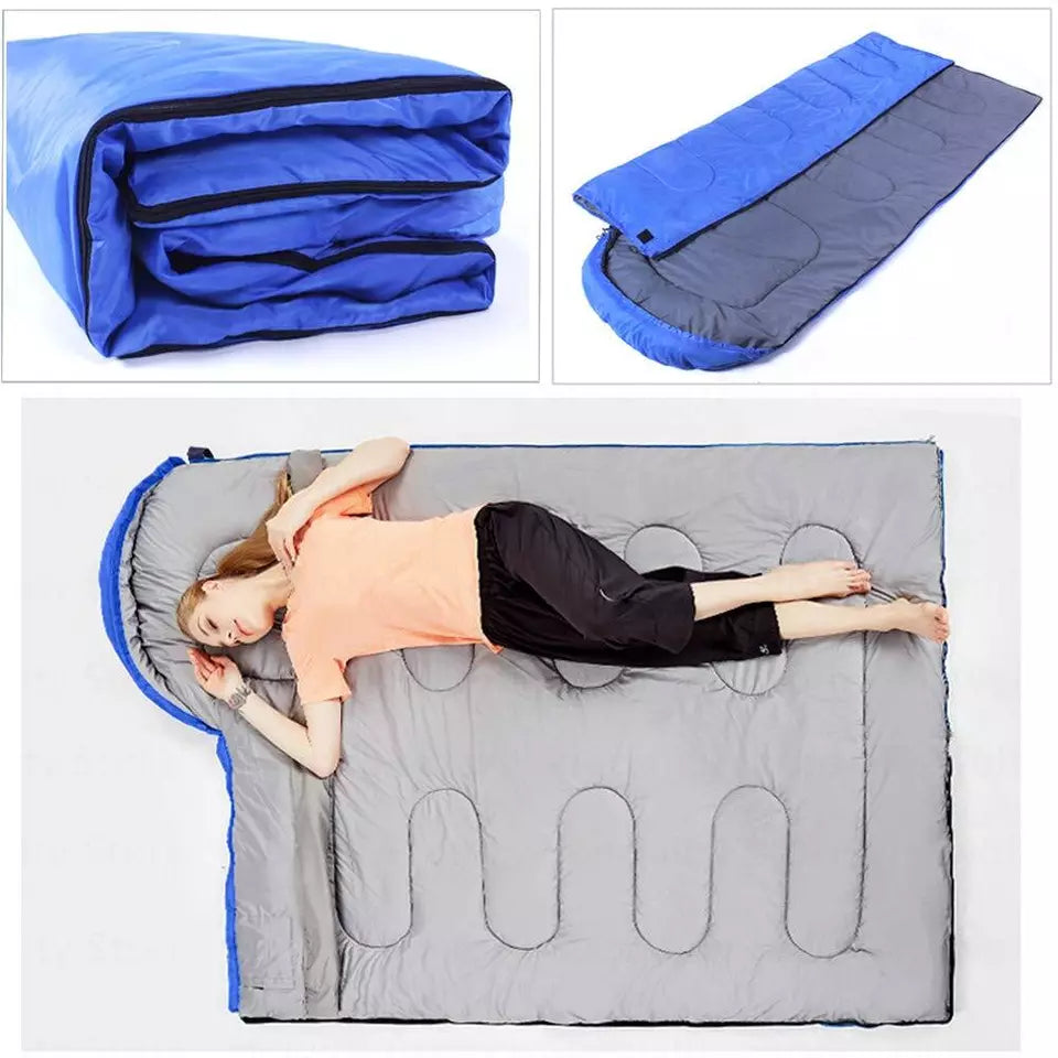 Outdoor Camping Sleeping Bag | -15°C Single Envelope | Tent Hiking Thermal Winter