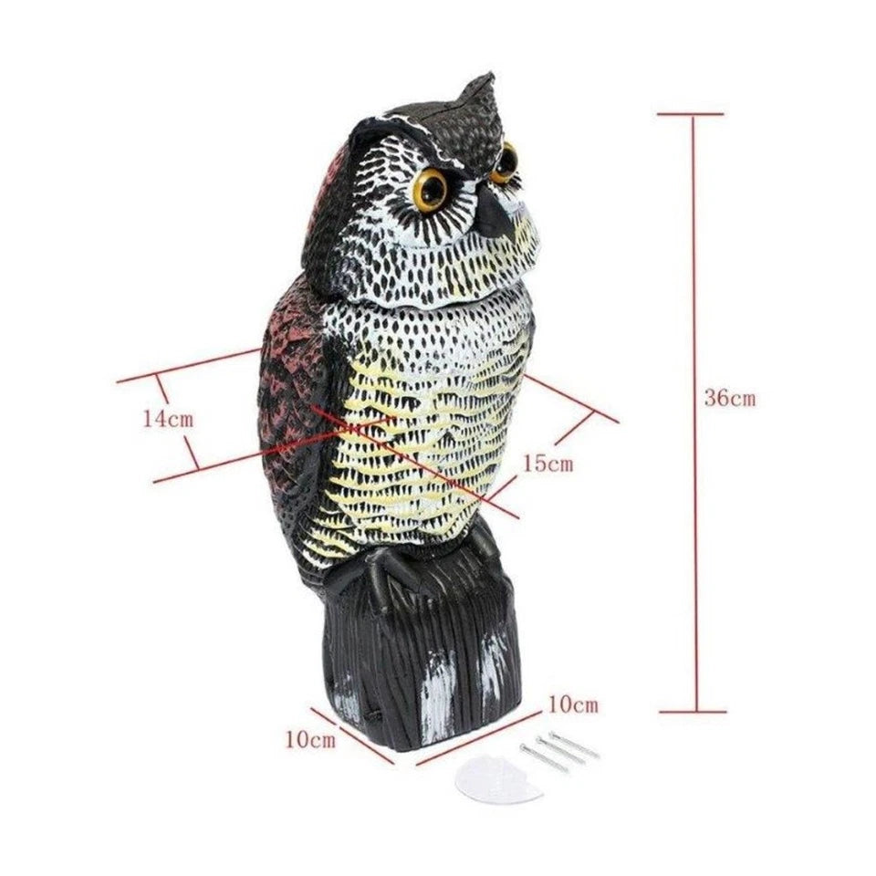 Braz Bobble Head Owl | Outdoor Garden Decor | Pest Repellent Statue W/ Stand | 2PK