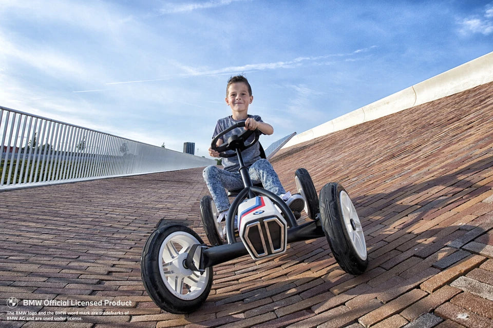 Berg BMW Street Racer | Kids/Children's Pedal Go Kart | Ride On Toy White/Blue 3-8y