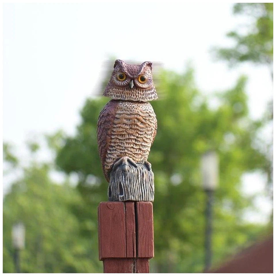 Braz Bobble Head Owl | Outdoor Garden Decor | Pest Repellent Statue W/ Stand | 2PK
