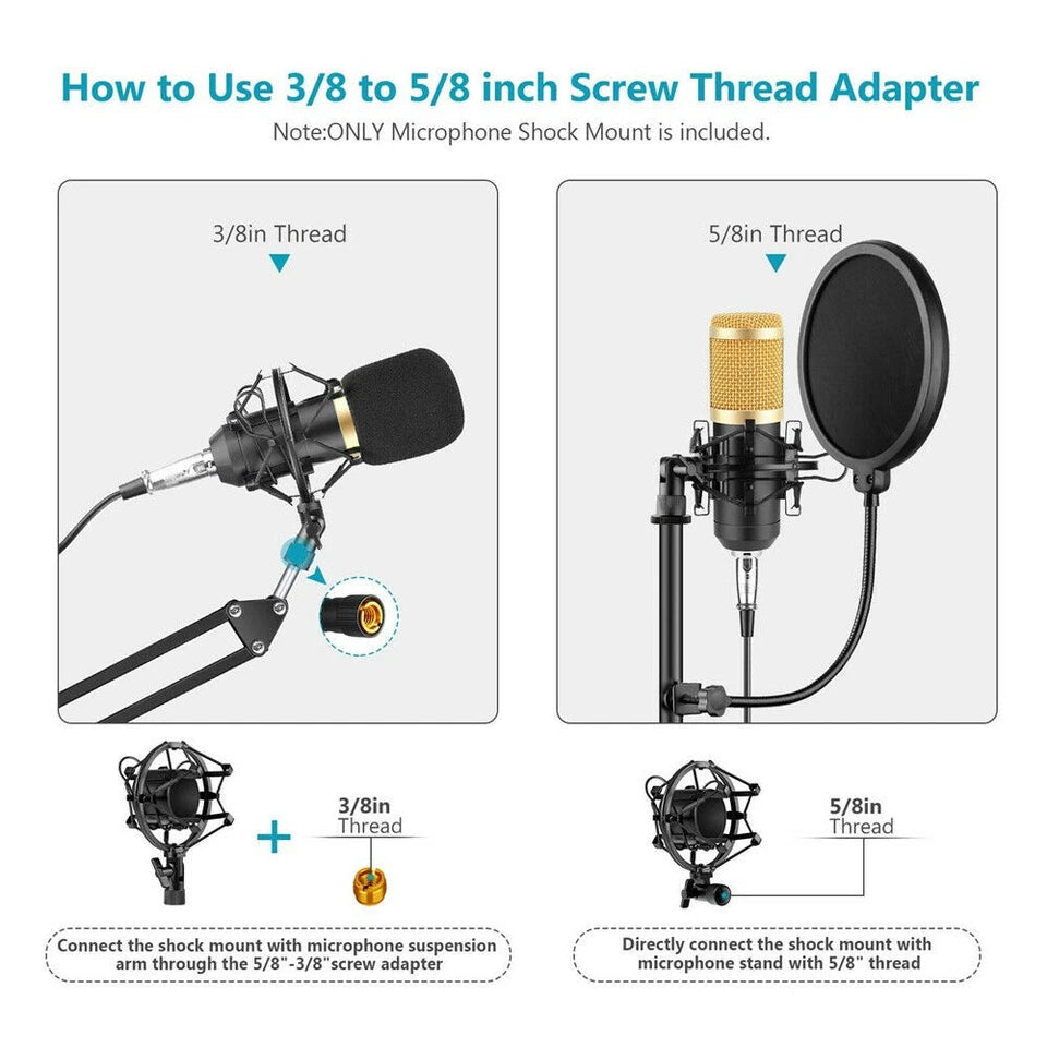 Universal Mic Suspension | Anti-Shock Mount 43-46mm | Microphone Holder Clip New