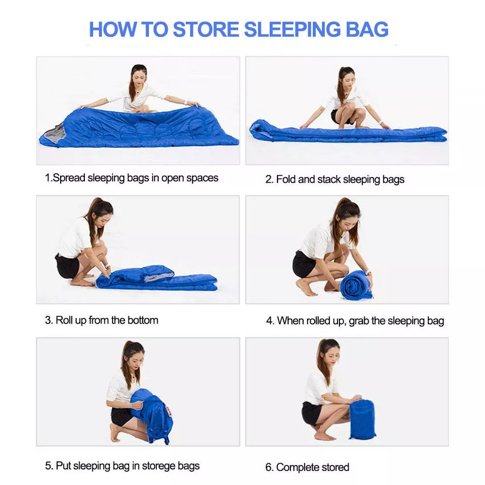 Outdoor Camping Sleeping Bag | -15°C Single Envelope | Tent Hiking Thermal Winter