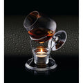 BarCraft Brandy & Cognac Chrome/Glass | 350ml Cup & Warmer Stand Set Clear | Brandy Warmer |