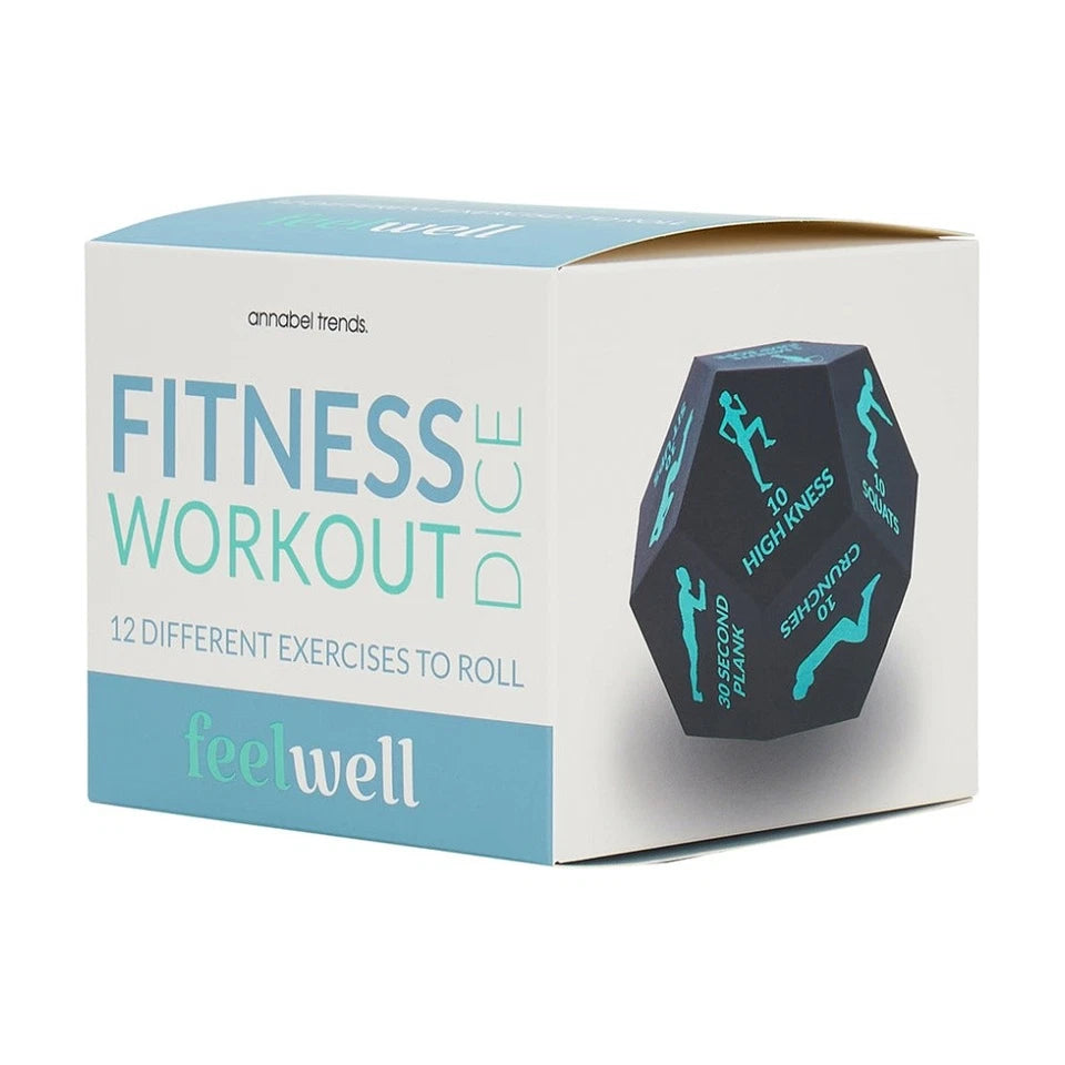 2PK Annabel Trends Feel Well 12-Sided Fitness Workout Dice Black & Aqua