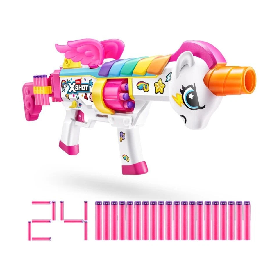 Zuru Xshot Blastercorn | Rizz Master w/ 24 Darts Action Figure Kids/Children | Suitable for 8y+ | 30 Metre Range