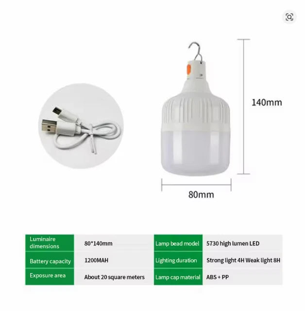 Emergency Light LED 80W | Outdoor Camping Supplies | EDC Outdoor USB Rechargeable