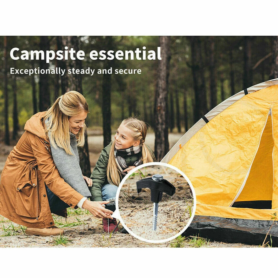 Camping Tent Pegs X20 | Heavy Duty Screw Steel | In Ground Camping Outdoor Stakes | Rust and Corrosion Resistant