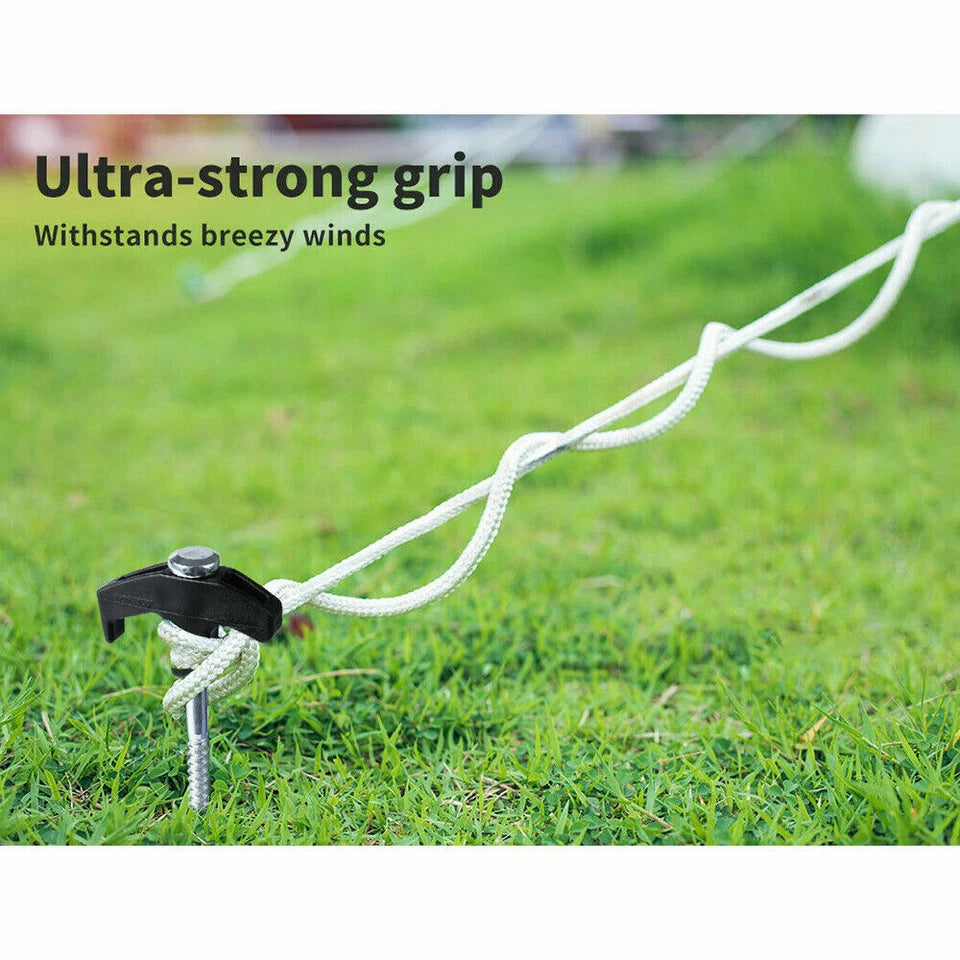 Camping Tent Pegs X20 | Heavy Duty Screw Steel | In Ground Camping Outdoor Stakes | Rust and Corrosion Resistant