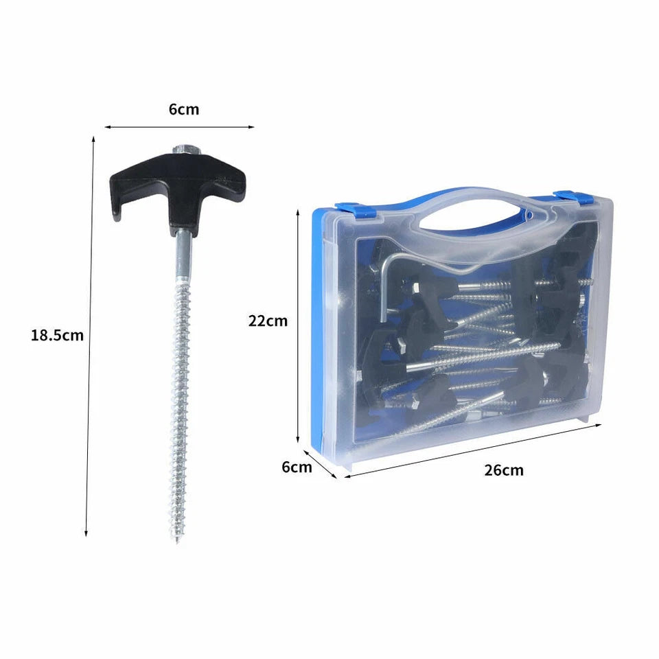 Camping Tent Pegs X20 | Heavy Duty Screw Steel | In Ground Camping Outdoor Stakes | Rust and Corrosion Resistant