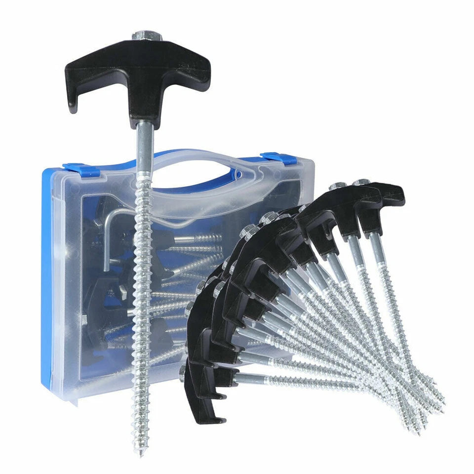 Camping Tent Pegs X20 | Heavy Duty Screw Steel | In Ground Camping Outdoor Stakes | Rust and Corrosion Resistant