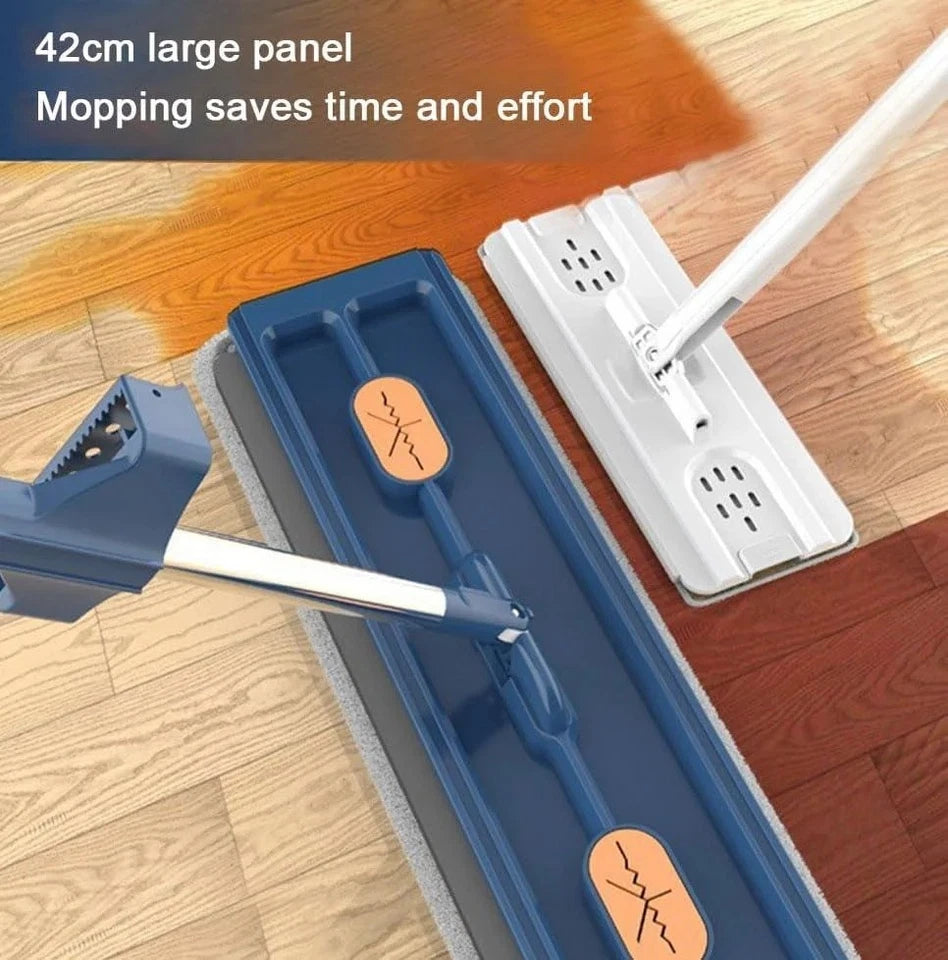 Flat Mop with Foldable Bucket Set and 5 Reusable Pads