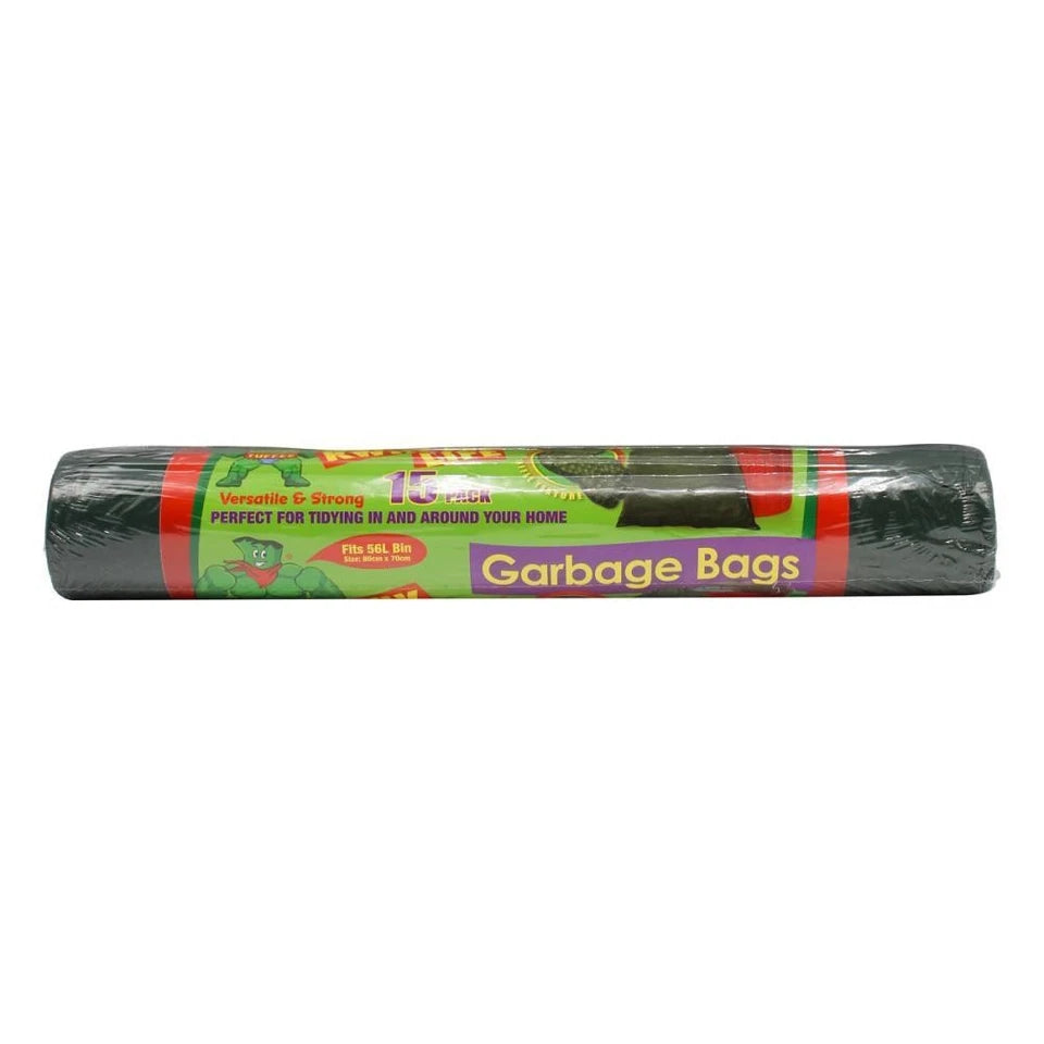 Kwik Life 56L | 240pc Garbage Bags Roll Rubbish Bin Liner Plastic 70x80cm Black