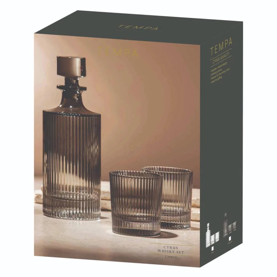 Tempa Cyrus 3 Piece Whisky Set | Cocktail Lovers | Home Bar | Ribbed Design