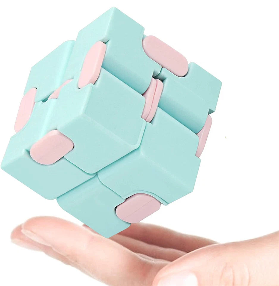 BLUE Fidget Infinity Cube | Sensory Autism Anxiety Stress Relief | Toys Magic Puzzle ADHD