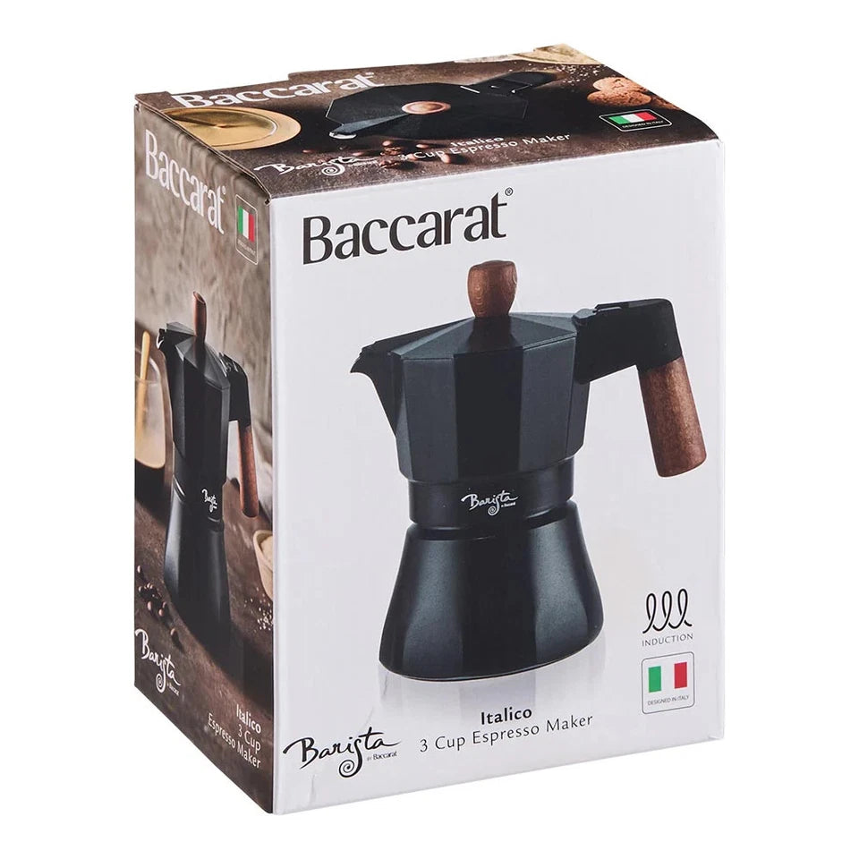 Baccarat Barista Italico Induction 3 Cup Espresso Maker | Flavorsome Coffee | Produces Rich Coffee