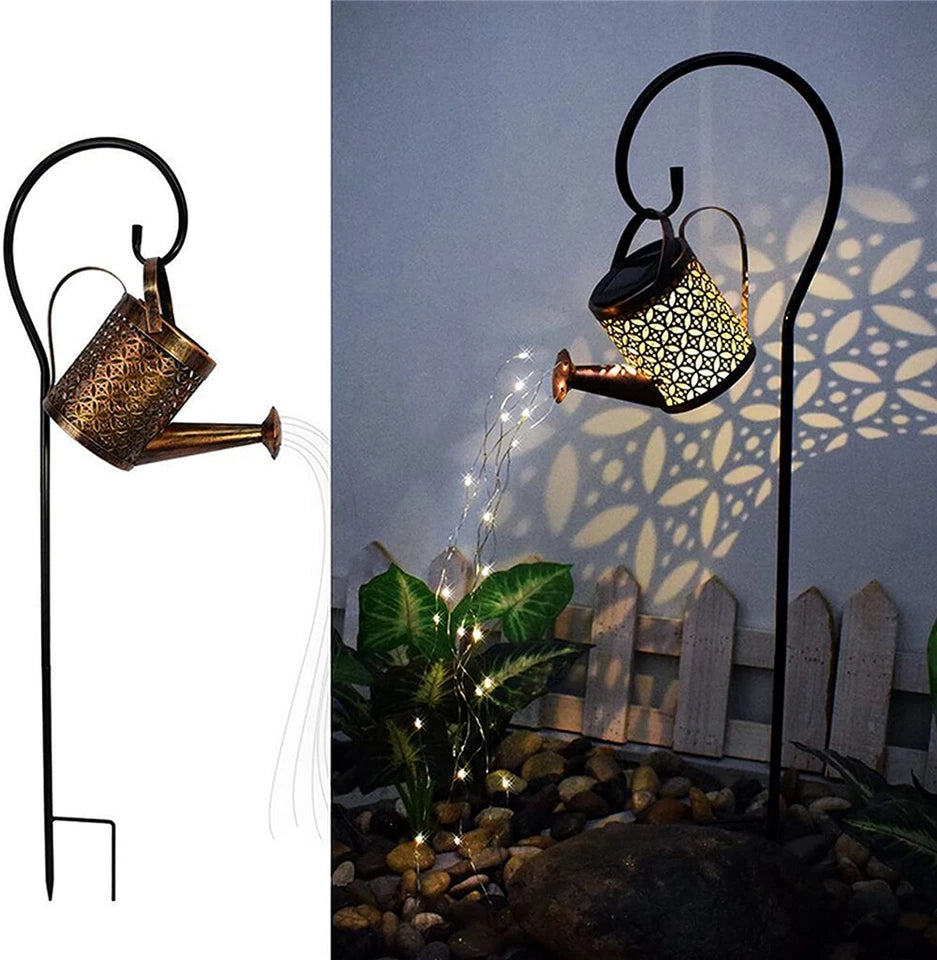 Solar LED Watering Can | Fairy String Light | Outdoor Garden Decor Waterfall Lamp