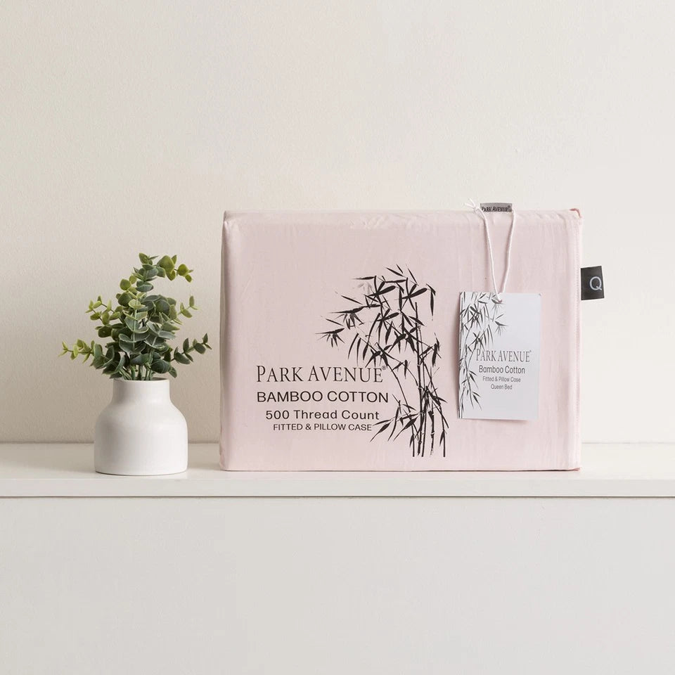Park Avenue Single 500TC Bamboo Cotton Sheet | 2x Pillowcases | Bedding Peach Park Avenue Single 500TC Bamboo Cotton Sheet w/ 2x Pillowcases | Peach Bedding Set
