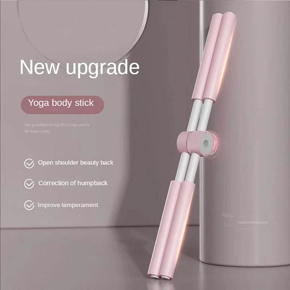 Adjustable Yoga Body Stick | Open Shoulder Standing Posture Corrector | Open Back | Pink