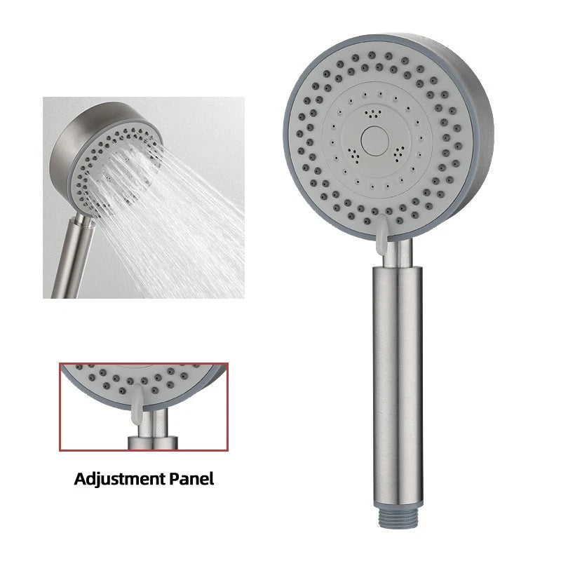 High-Pressure 5-Gear Stainless Steel Shower Head w/ 1.5m Flexible Hose