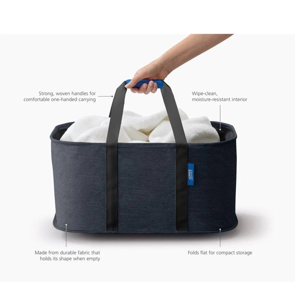 Joseph Hold-All Collapsible Laundry/Washing Basket | With Handles Black | Robust Shape Retaining Basket