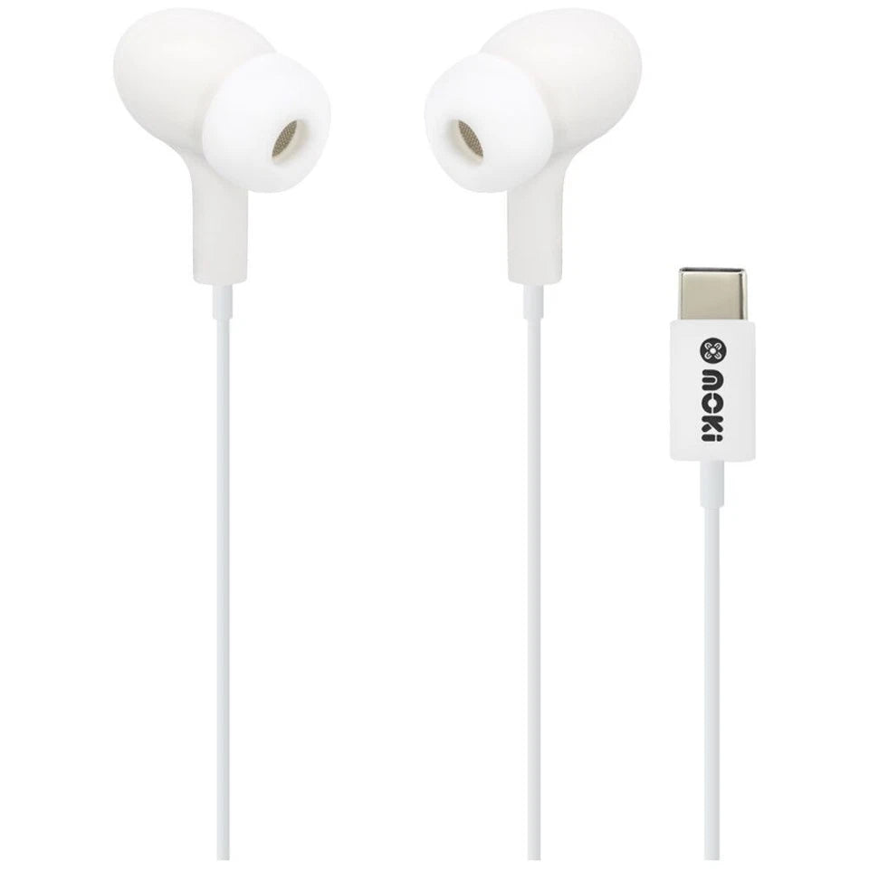 Moki Wired USB-C Connect Inner Ear Earphones W/ Mic & Control White