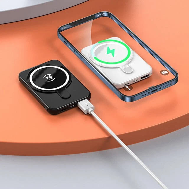 10000mAh Mini Magnetic Wireless Power Bank | Fast Charging Smart Cooling | Dual Charger