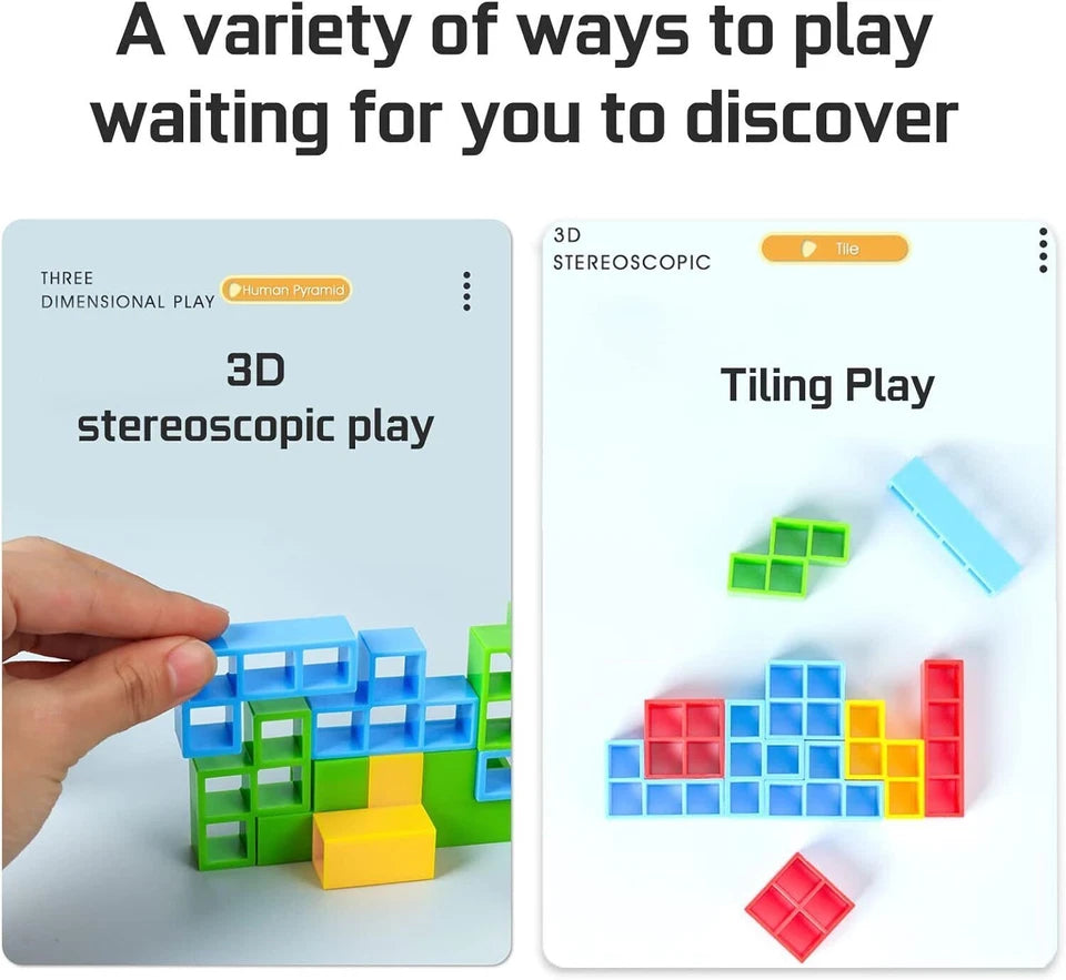 Tetra Tower Game 96Pcs | Balance Stacking Blocks Game | Team Toys | Gifts Kids Adults | Fantastic icebreaker conversation