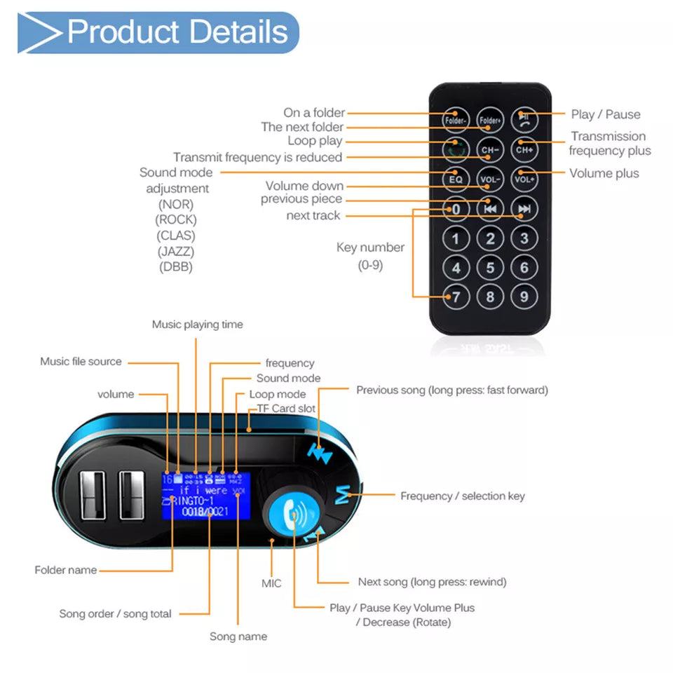 Baseus Handsfree Wireless Bluetooth | Car FM Transmitter | MP3 Player USB Charger AU