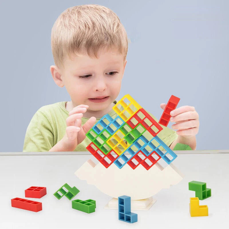 Tetra Tower Game 96Pcs | Balance Stacking Blocks Game | Team Toys | Gifts Kids Adults | Fantastic icebreaker conversation