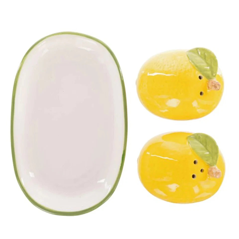Emporium Limoncello Salt & Pepper Set | Stylish Salt & Pepper Duo | Stoneware Salt & Pepper | Modern Kitchen |