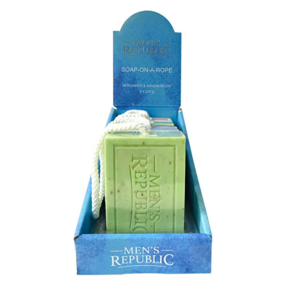 Men's Republic Soap-on-a-Rope | 6pc Bergamot & Sandalwood | Body Bar Soap