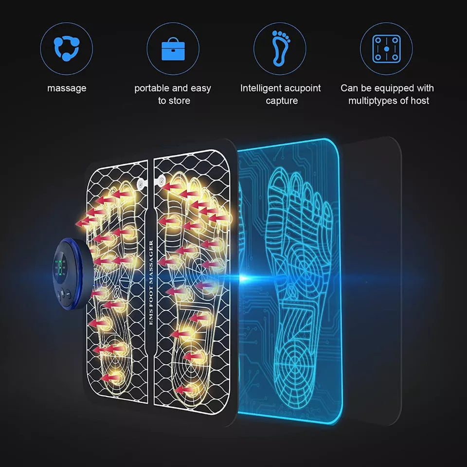 Electric Foot Massager Mat | Relax Muscle Stimulator | USB Recharge Massage Pad | Eight Modes