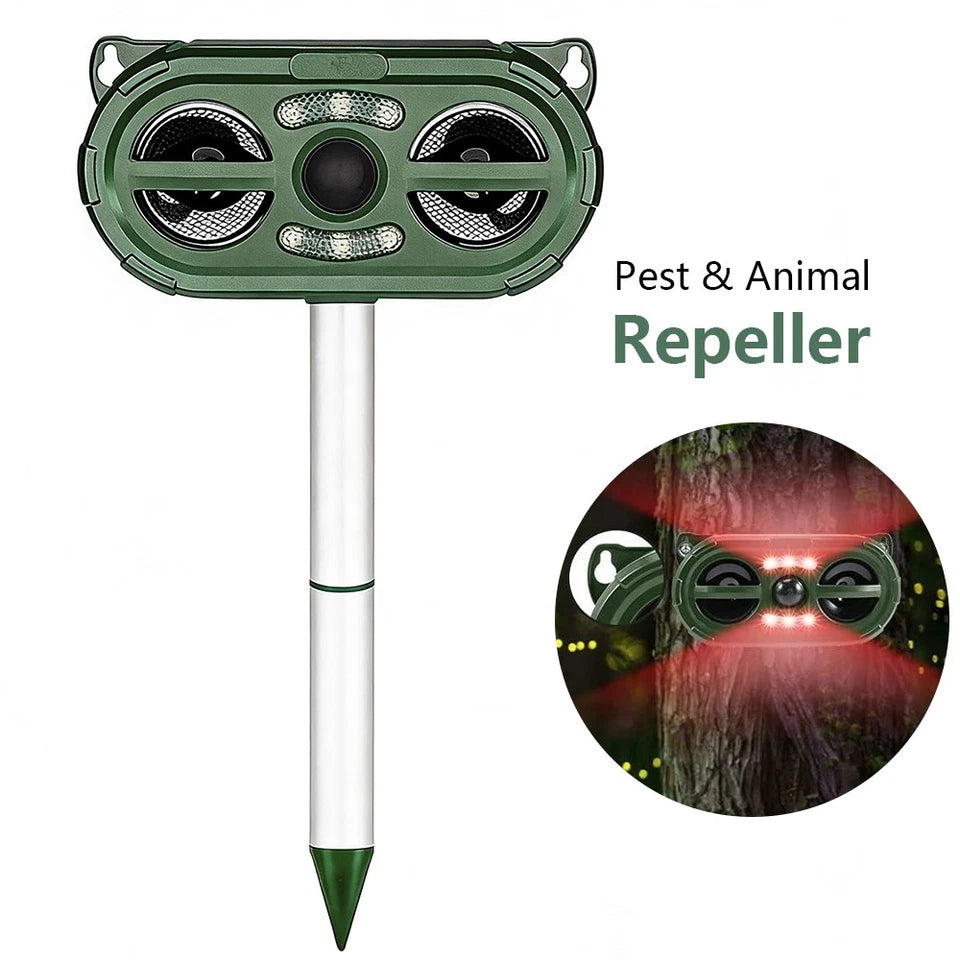 Outdoor Solar Ultrasonic Pest Repeller - Motion Sensor Bird Rat Possum Repellent