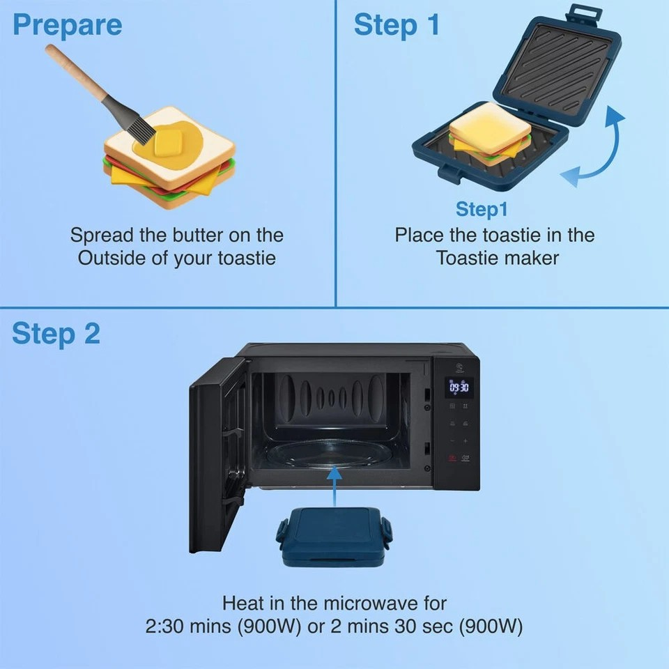 Heatwave Technology Microwave Toasties Maker | Non-Stick | Dishwasher Safe | Blue